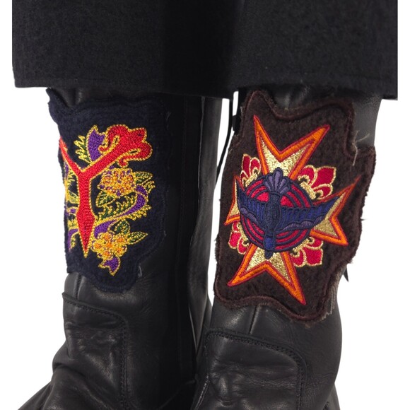 Yohji Yamamoto Pour Homme Embroidered Wool Cuff Boots US 11 EU 44 Black $1850 main image 13